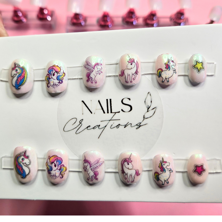 Unicorn Press On Nails for Kids - Sparkly & Simple, 12pcs Set