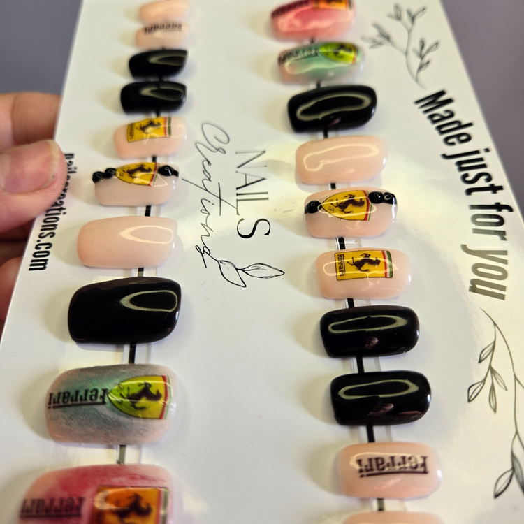 Ferrari Gel Press On Nails 20pcs Set - Nail Art Kit