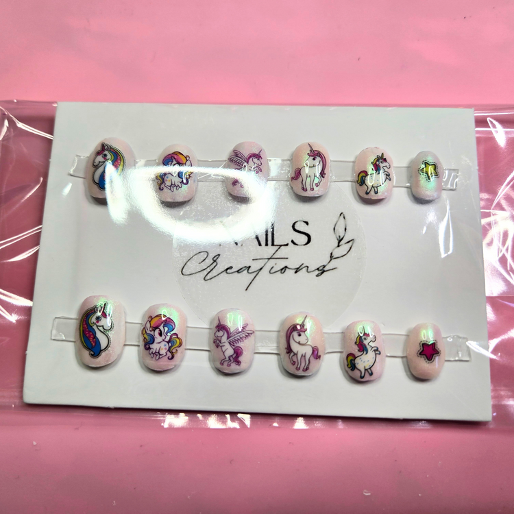 Unicorn Press On Nails for Kids - Sparkly & Simple, 12pcs Set
