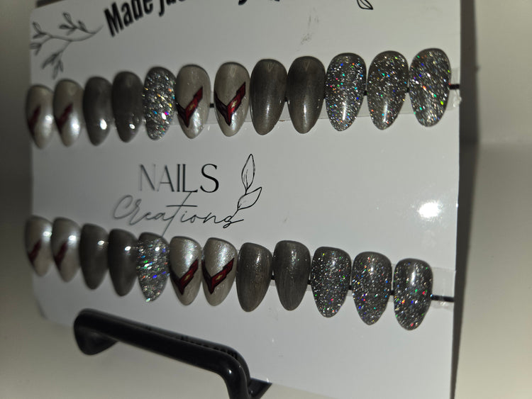 Custom Corvette Gel Nails - 20 Piece Press On Set with Kit