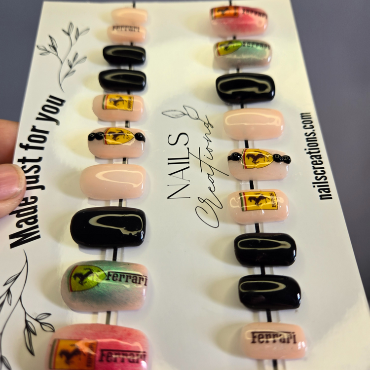 Ferrari Gel Press On Nails 20pcs Set - Nail Art Kit