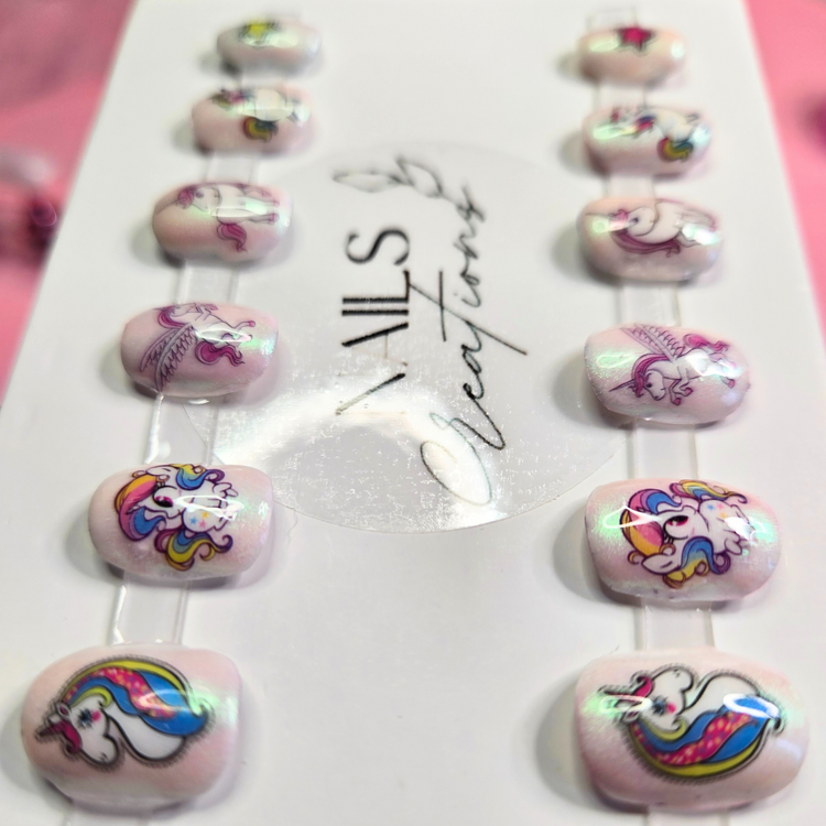 Unicorn Press On Nails for Kids - Sparkly & Simple, 12pcs Set