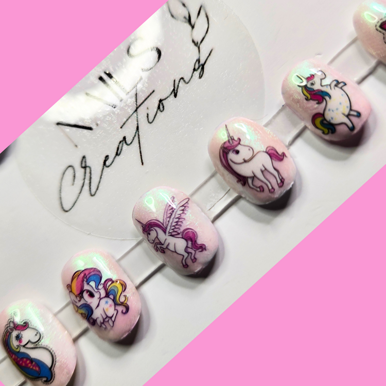 Unicorn Press On Nails for Kids - Sparkly & Simple, 12pcs Set