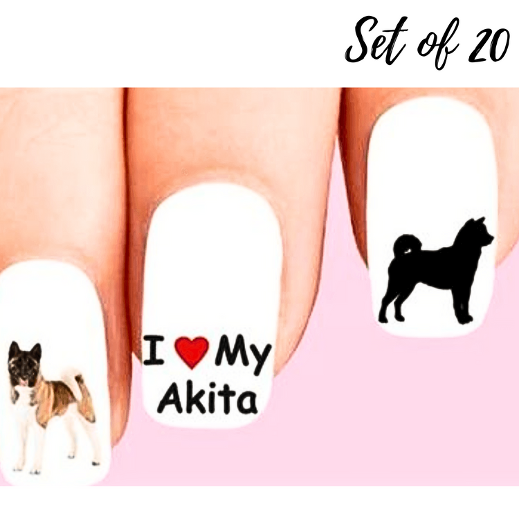 Akita Dog Nail Stickers Assorted Waterslide Nail Decals for Nail Art