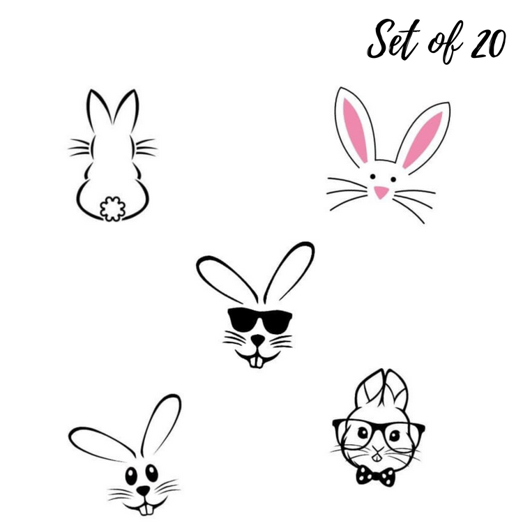Bunny Silhouette Nail Decals Waterslide Stickers