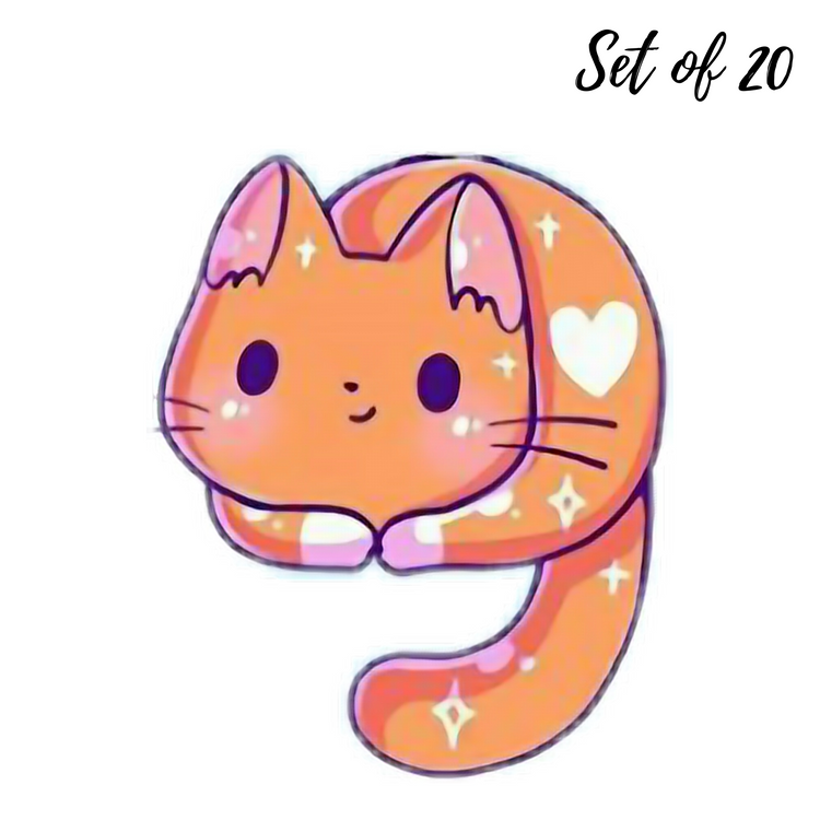 Cute Cartoon Cat Love Nail Art Waterslide Decals - Set of 20 Adorable Stickers for Creative Nail Designs