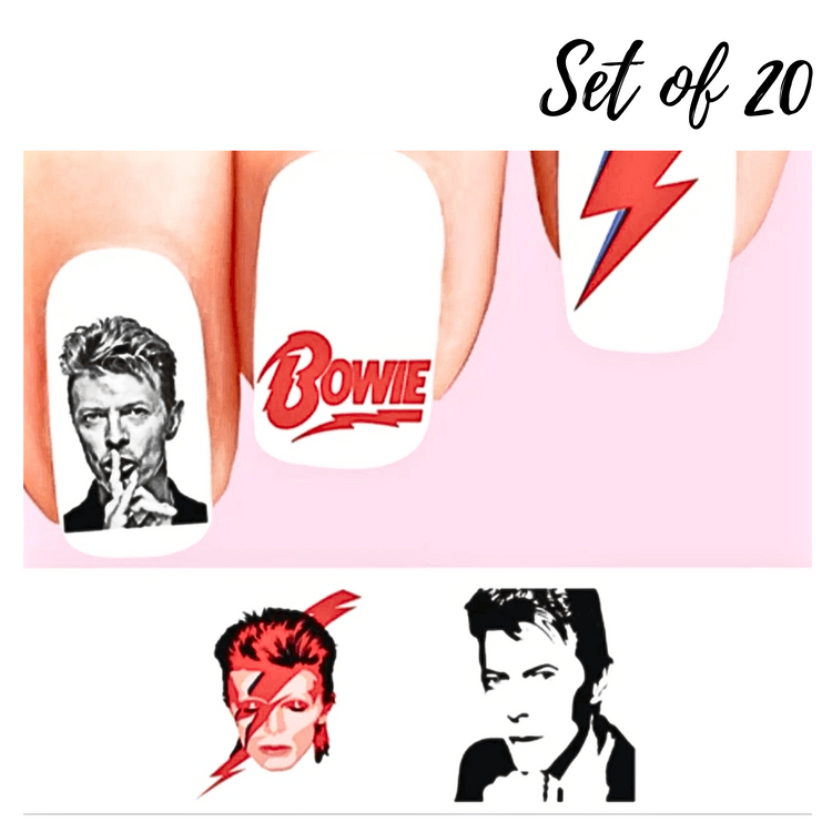 David Bowie Ziggy Stardust| Assorted Set of 20 Waterslide Nail Decals