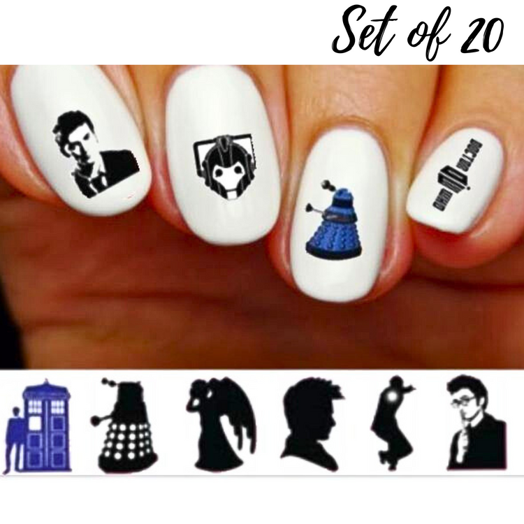 Doctor Who Nail Decals|Cartoon character nail decals Unique Water Slide Stickers for Creative Nail Art