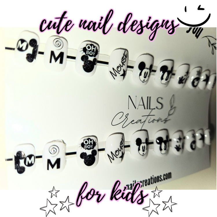 Colorful Cartoon Character Press-On Nails for Kids