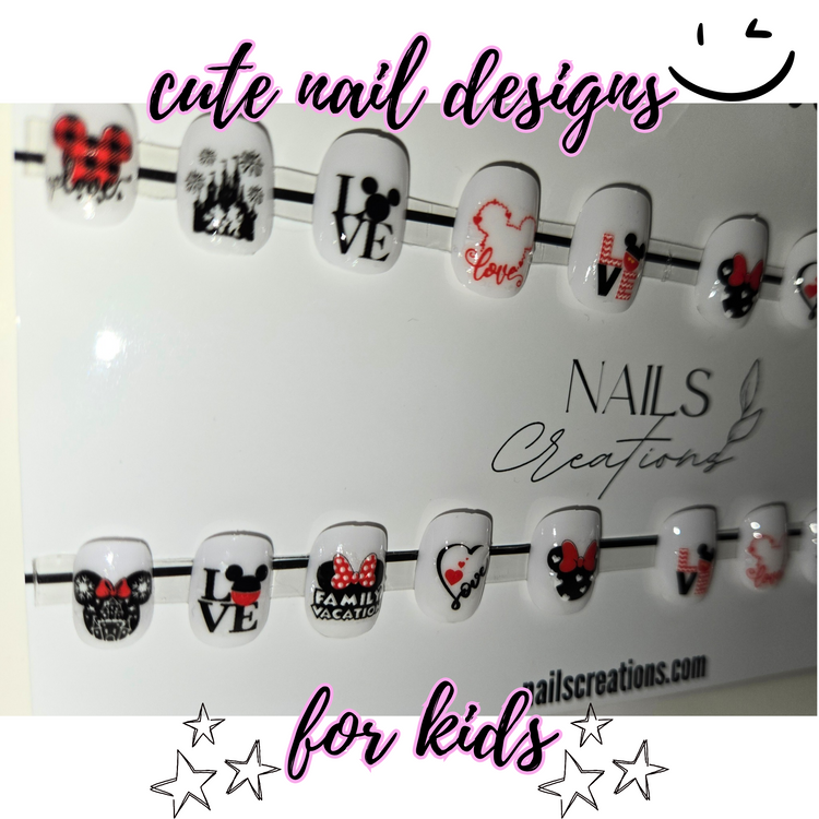 Playful Press-On Nails: Fun Cartoon Character Designs for Kids!