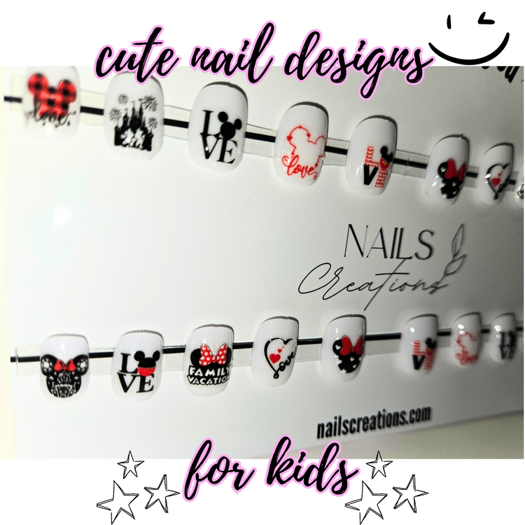 Playful Press-On Nails: Fun Cartoon Character Designs for Kids!
