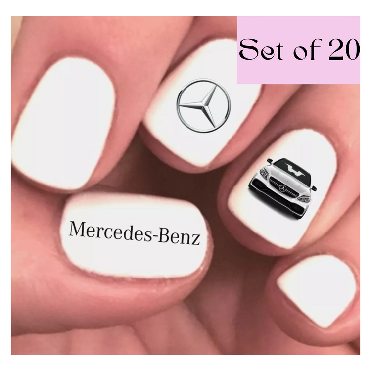 Mercedes Waterslide Nail Art Stickers Decals Set of 20