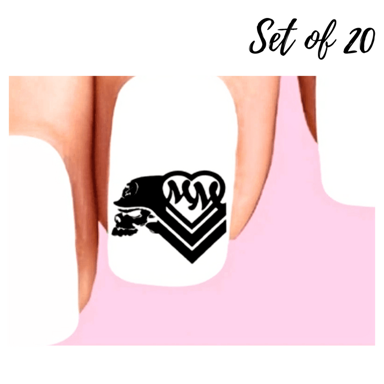 Metal Mulisha Black Skull Set of 20 Waterslide Nail Decals - Edgy Nail Art Stickers for Rock Fans