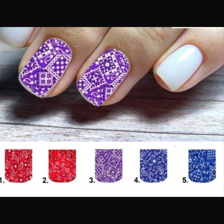 Nail Stickers Bandana Paisley Set Full Nail Art Waterslide Decals