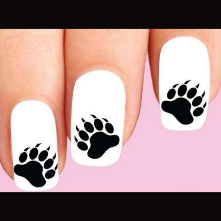 Nail Stickers Bear Paw Claw Tracks Nail Art Waterslide Decals