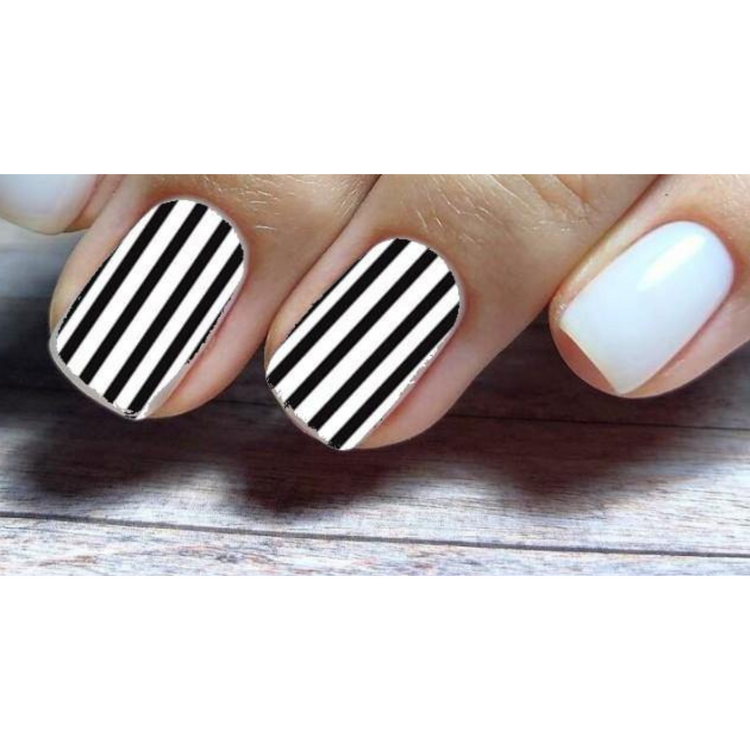 Nail Stickers Black and Clear Stripes Set Full Waterslide Nail Art Decals