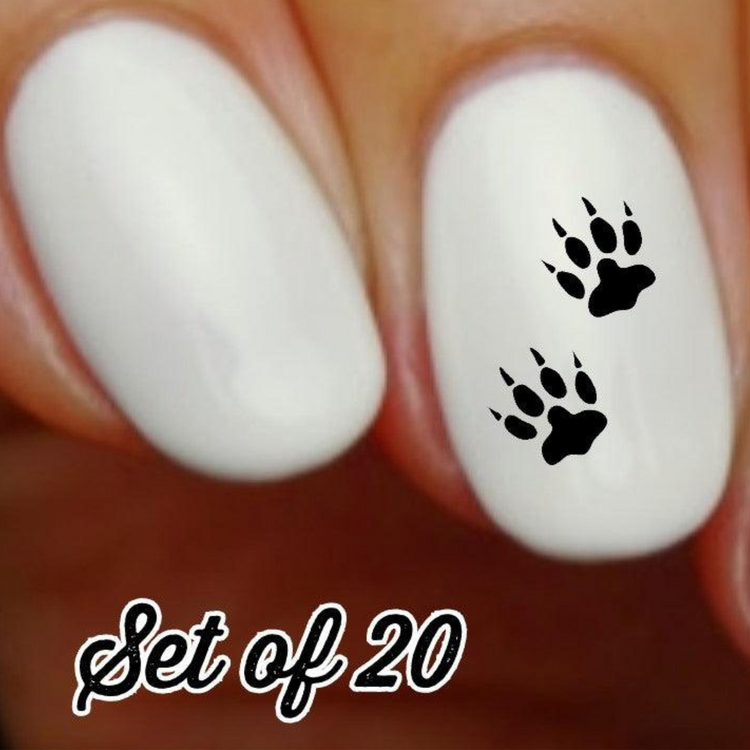 Paw Print Nail Decals - Stylish Water Slide Stickers for Nail Art Lovers