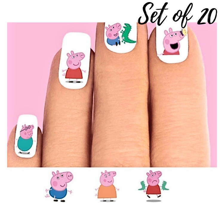 Peppa Pig Assorted Set of 20 Waterproof Nail Decals Stickers