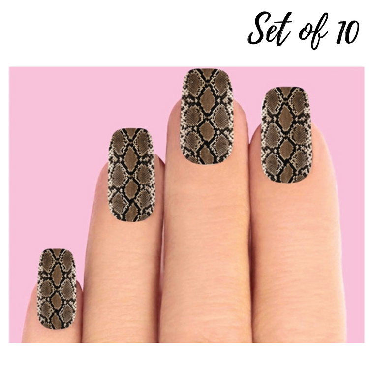 Snake Skin Nail Decals Set of 10 Waterslide Stickers for Stunning Designs