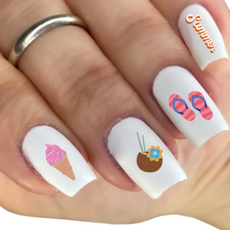Summer Water Slide Nail Stickers Custom Easy Peel Off Decals for Unique Nail Art
