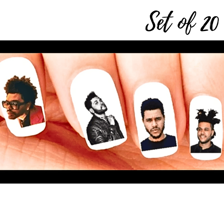 The Weeknd Assorted Set of 20 Unique Waterslide Nail Decals – Trendy Nail Art for Fashion Lovers