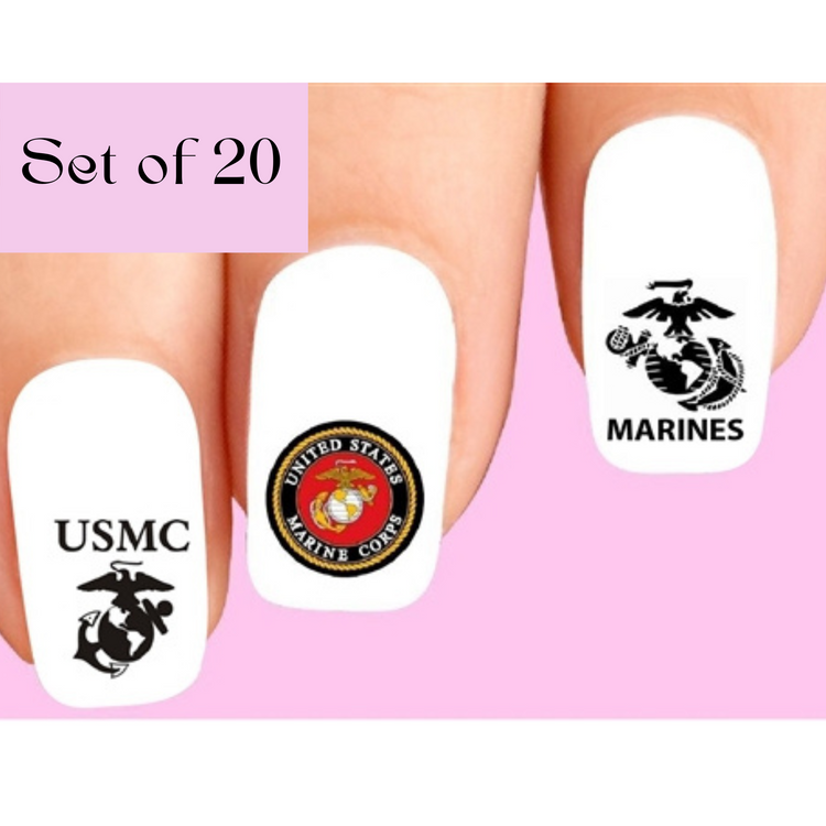 USMC United States US Marine Corps Assorted Set of 20 Waterslide Nail Decals