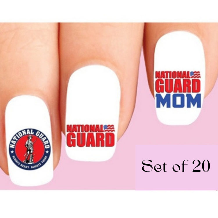 United States US National Guard Mom Assorted Set of 20 Waterslide Nail Decals