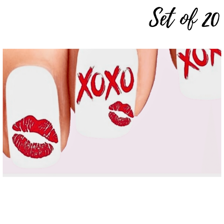 Valentine's Day XO Nail Art Water Slide Decals Assorted Designs for Sweet Love
