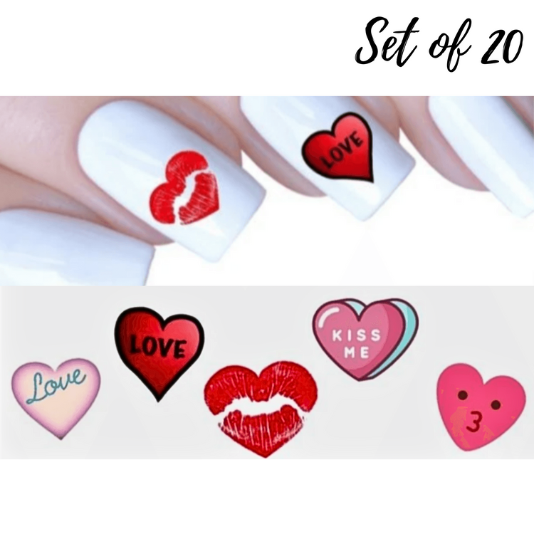 Valentine's Kiss Me Love Nail Art Water Slide Decals Perfect Touch for Romantic Manicures