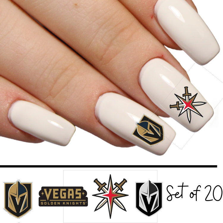 Vegas Knights Nail Sticker Waterslide Nail Decals Set of 20