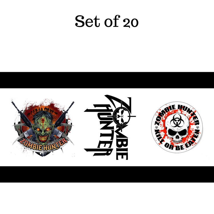 Zombie Hunter Nail Decal Waterslide Stickers - Set of 20 for Spooky Nail Art