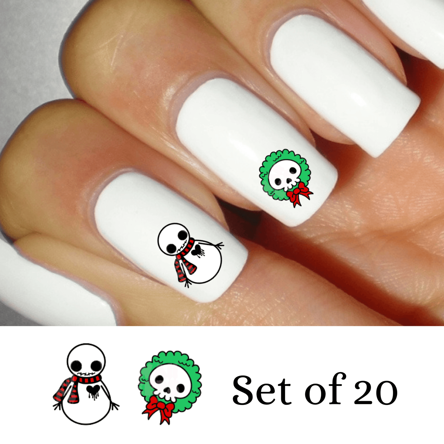 Gothic Christmas Snowman Wreath Waterslide Nail Decals - Nails Creations