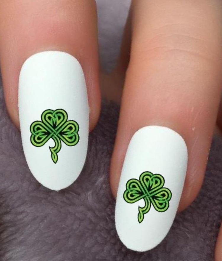 St Patricks Day Shamrock Waterslide Nail Decals - Nails Creations