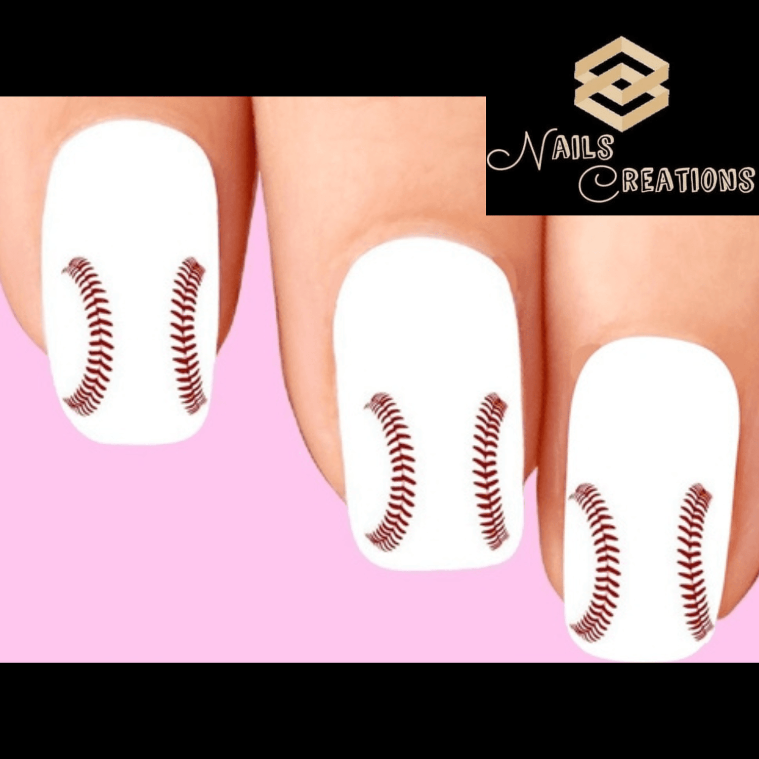 Baseball Stitches Nail Decal Stickers