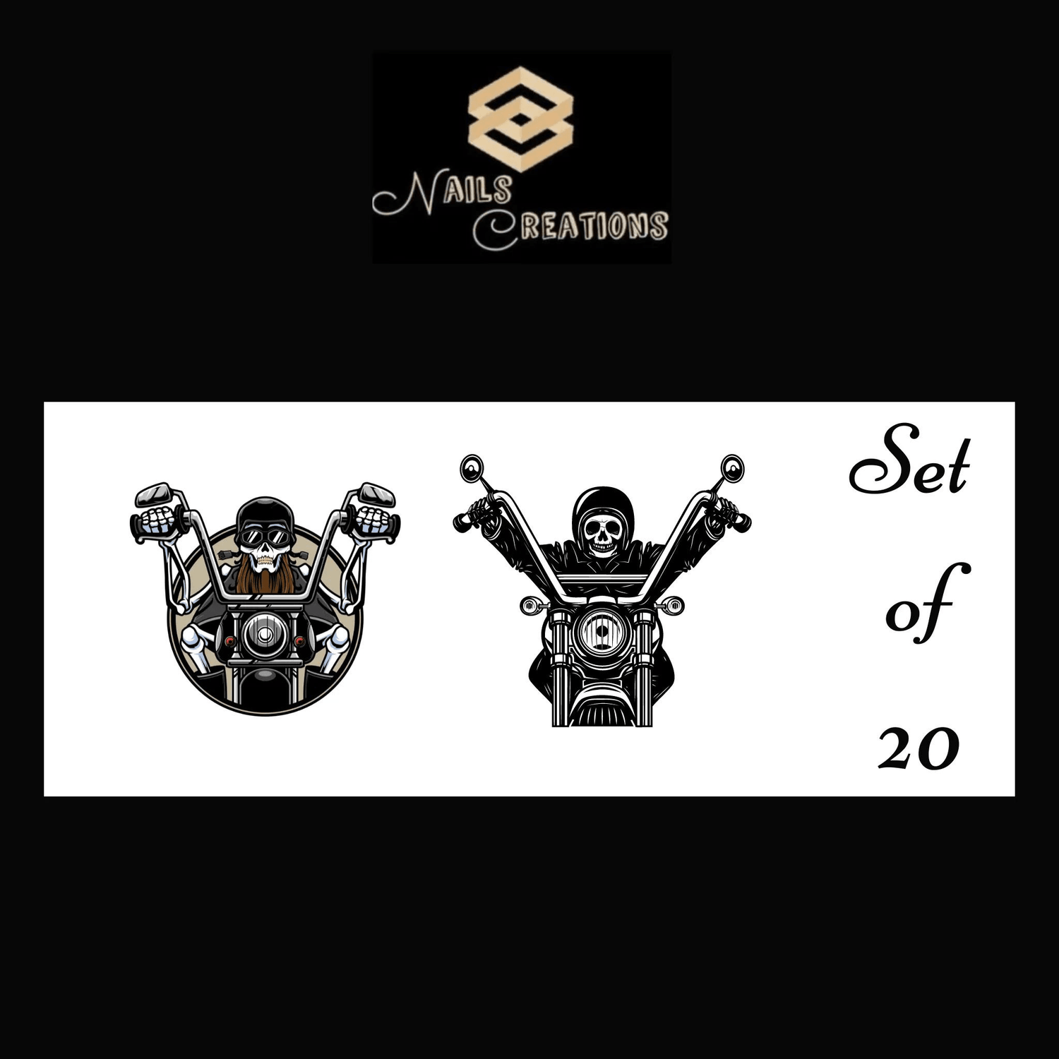 Biker Waterslides Nail Decals Set of 20 - Nails Creations