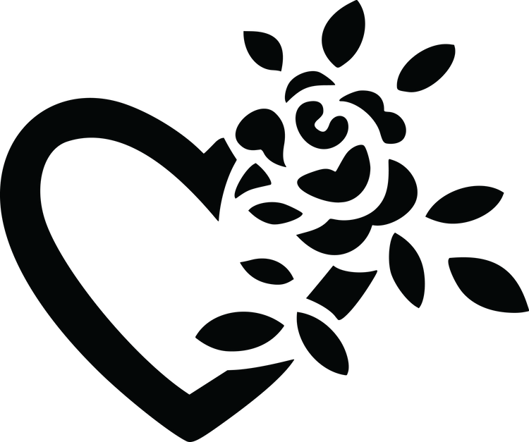 Black Rose with Heart Silhouette Nail art Waterslide Decals - Nails Creations