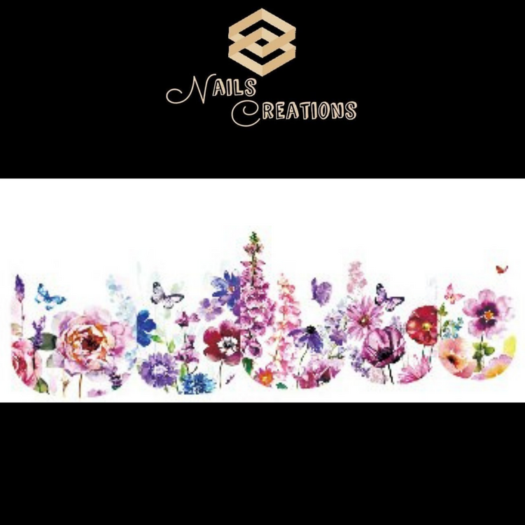 Butterflies with Flowers Nail Art Full Waterslide Decals - Nails Creations