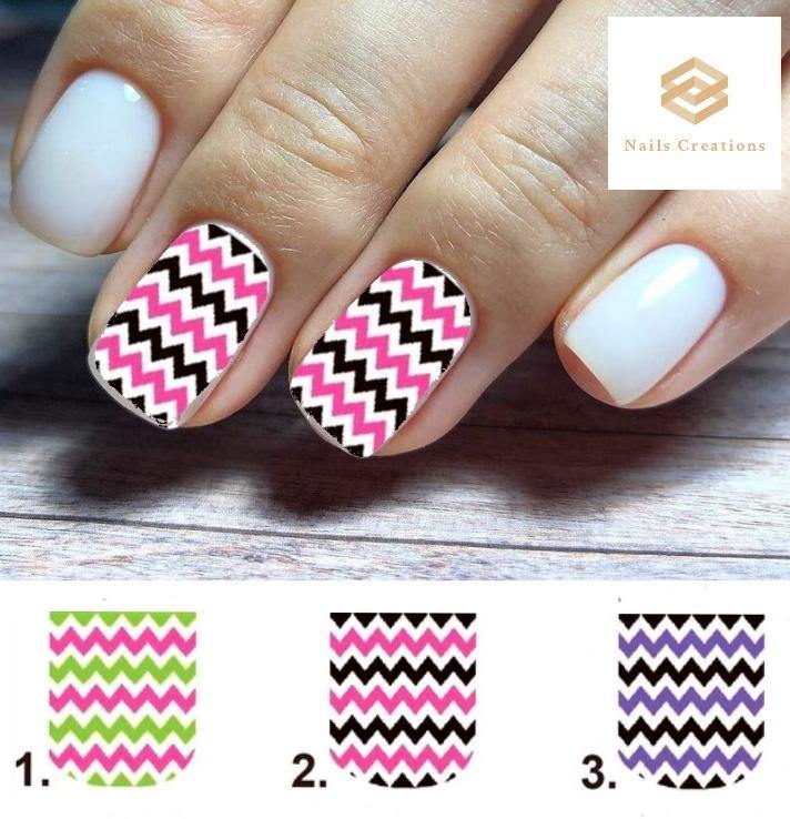 Chevron Zig Zag Set Full Nail Decals Stickers Water Slides Nail - Nails Creations