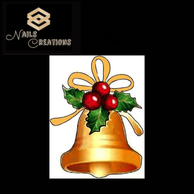 Christmas Holiday Bell with Holly Waterslide Nail Decals - Nails Creations