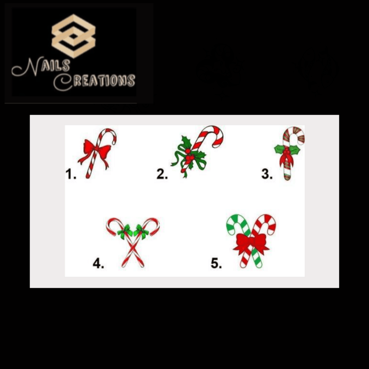 Christmas Holiday Candy Cane Waterslide Nail Decals - Nails Creations