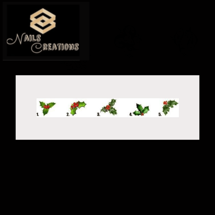 Christmas Holiday Holly Waterslide Nail Decals - Nails Creations
