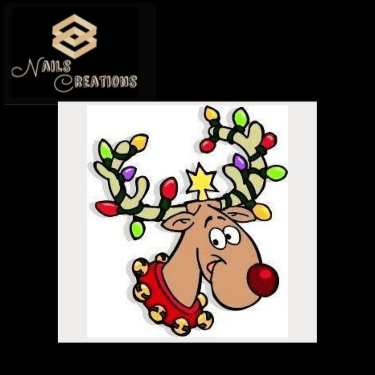 Christmas Holiday Reindeer with Lights Waterslide Nail - Nails Creations