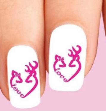 Colorful Deer Love with Heart & Bow Waterslide Nail Decals - Nails Creations