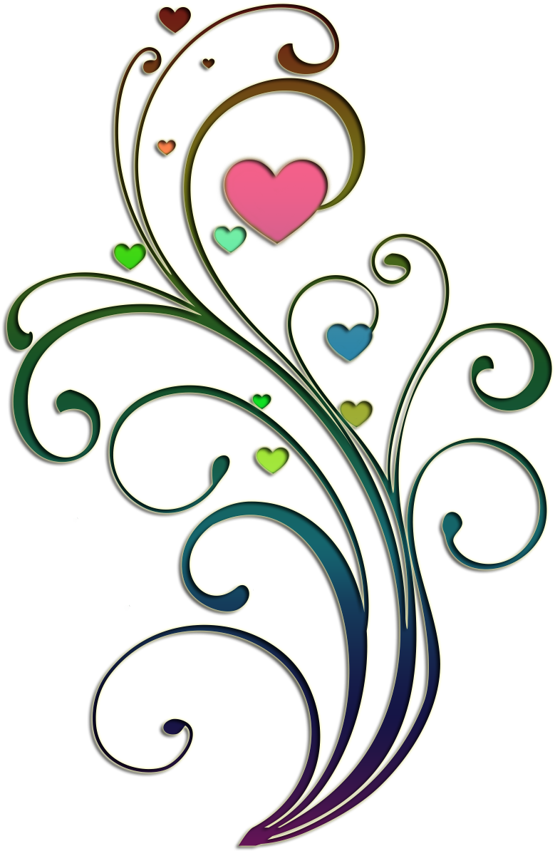 Colorful Heart with Scrolls and Swirls - Nail Art Waterslide Decals - Nails Creations - Nails Creations