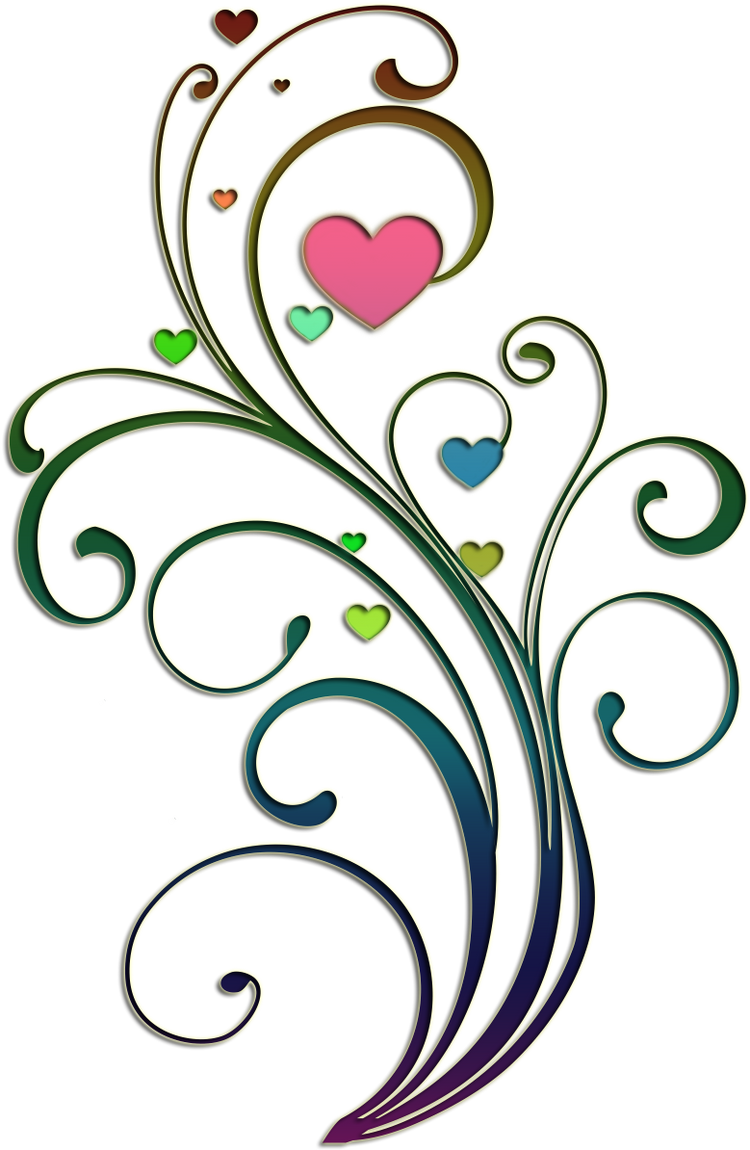 Colorful Heart with Scrolls and Swirls - Nail Art Waterslide Decals - Nails Creations - Nails Creations