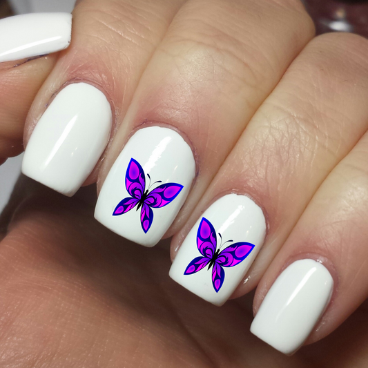 Colorful Pink and Purple Butterfly Design - Nail Art Waterslide Decals - Nails Creations - Nails Creations