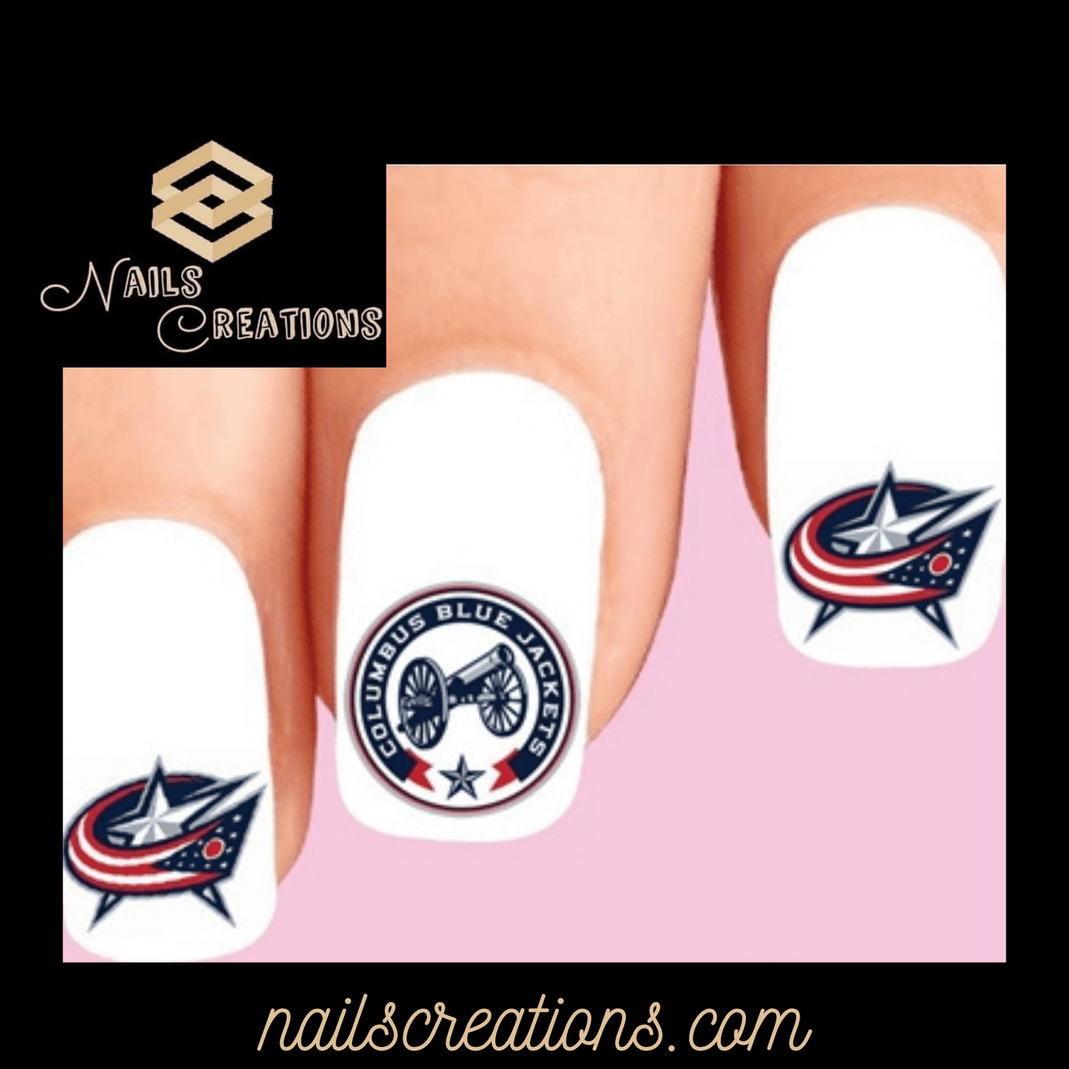 Columbus Blue Jackets Hockey Nail Decals Stickers Waterslide Nail Art - Nails Creations