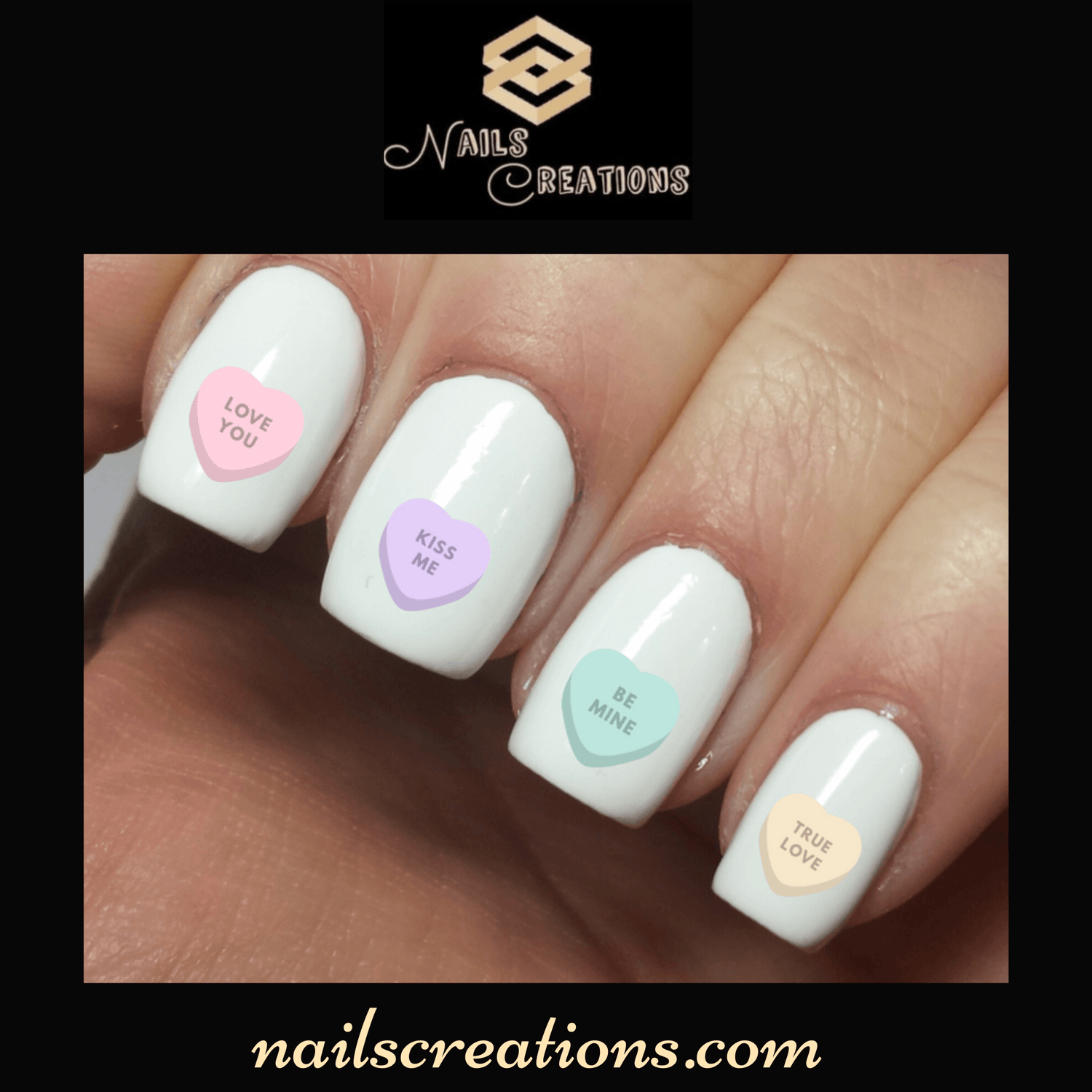 Conversation Candy Hearts Assorted Water slides Nail Decals - Nails Creations