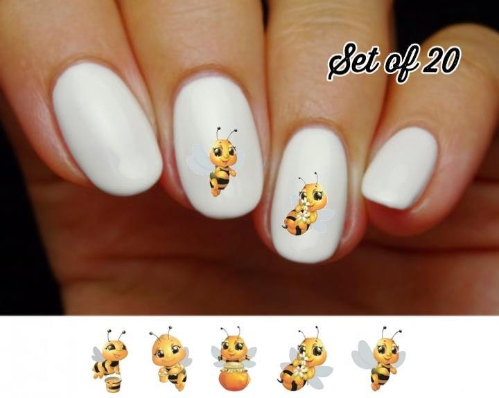 Cute Honey Bees Assorted Nail Decals Stickers Water Slides Nail Art - Nails Creations