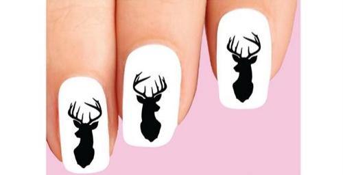 Deer Buck with Antlers Silhouette Waterslide Nail Decals - Nails Creations